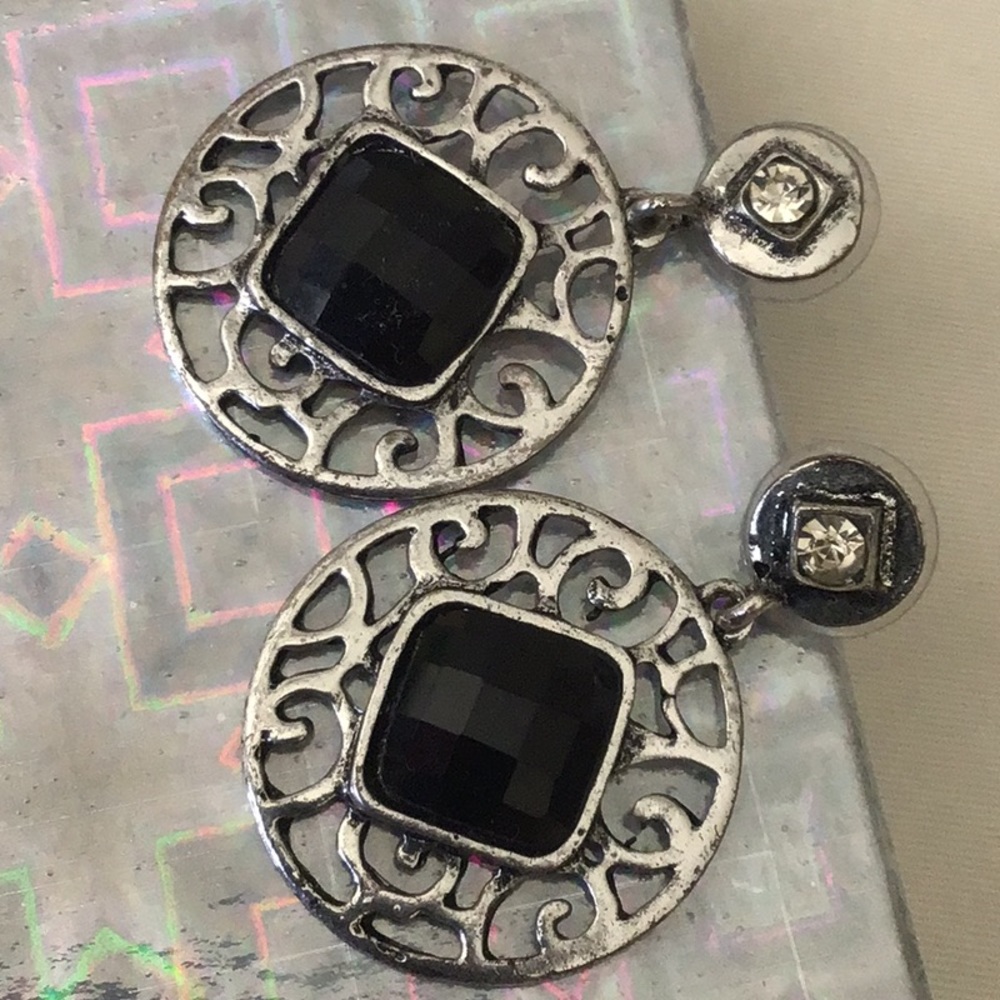 Silver & Black Onyx Earrings - Picture 3 of 4